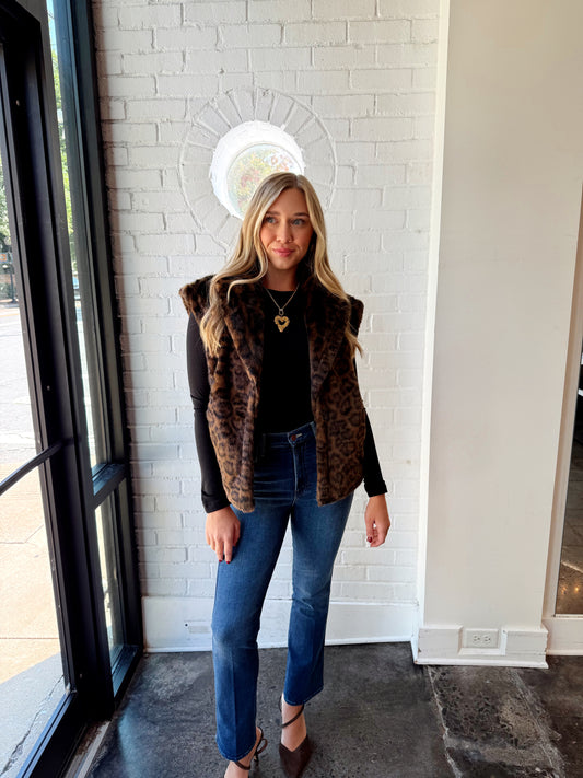 WAVERLY LEOPARD FAUX FUR VEST