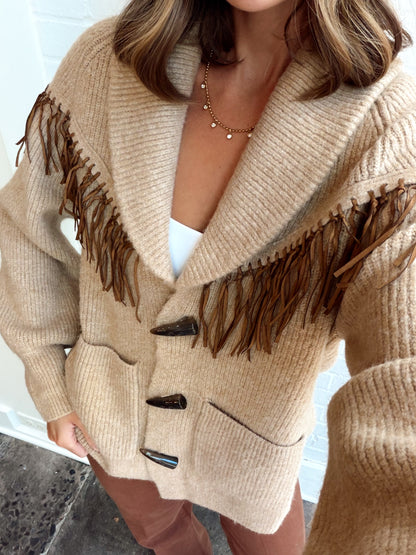 NELLA FRINGE KNIT CARDIGAN