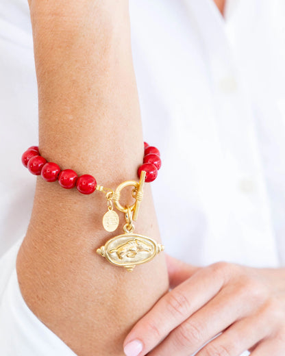 RAZORBACK RED CORAL BRACELET