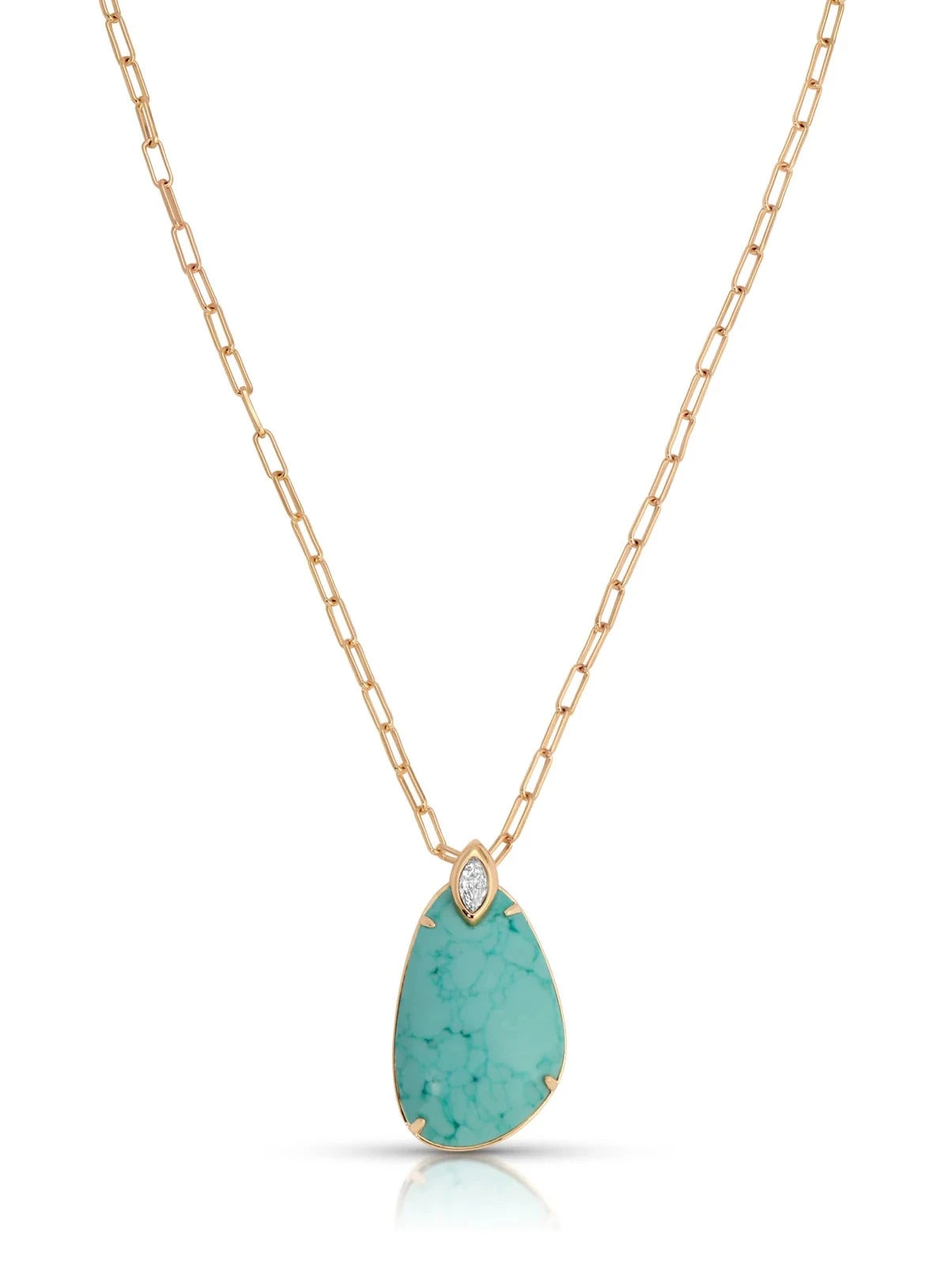 TURQ. NECKLACE W/ 18K GOLD PLATING