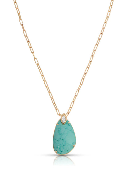 TURQ. NECKLACE W/ 18K GOLD PLATING