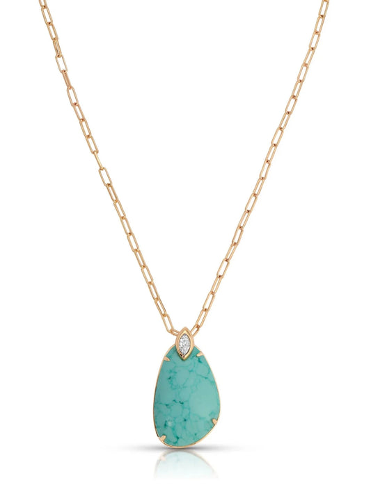 TURQ. NECKLACE W/ 18K GOLD PLATING