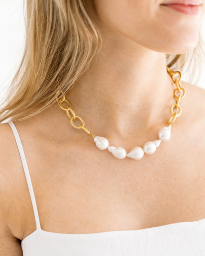 BAROQUE PEARL CHAIN NECKLACE