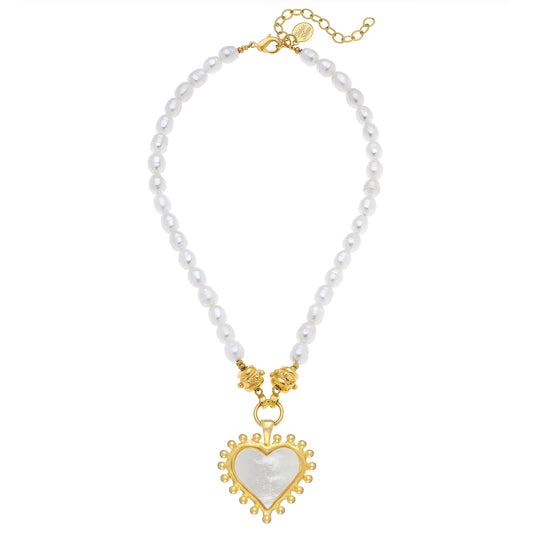 MOTHER OF PEARL HEART NECKLACE