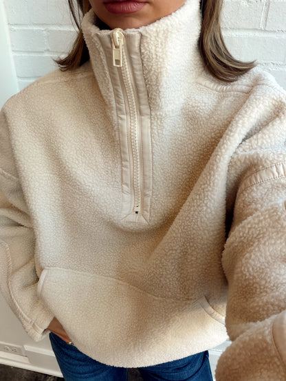 TRISTAN SHERPA FLEECE 1/2 ZIP SWEATSHIRT