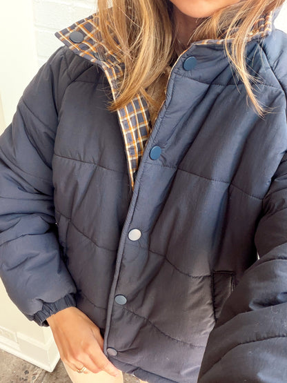 OVERSIZED REVERSIBLE PLAID JACKET