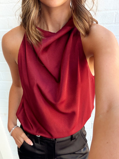 SATIN COWL NECK BLOUSE