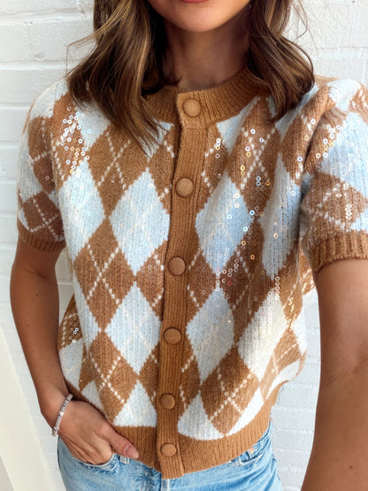 SEQUIN ARGYLE CARDI