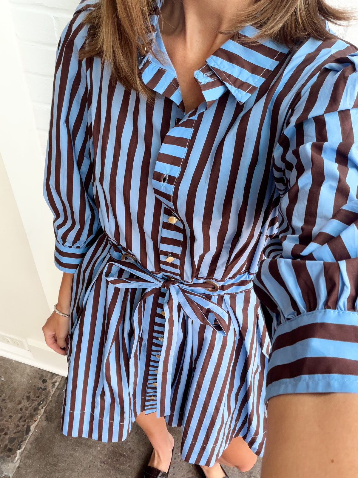 MALLORI STRIPED DRESS W/ TIE