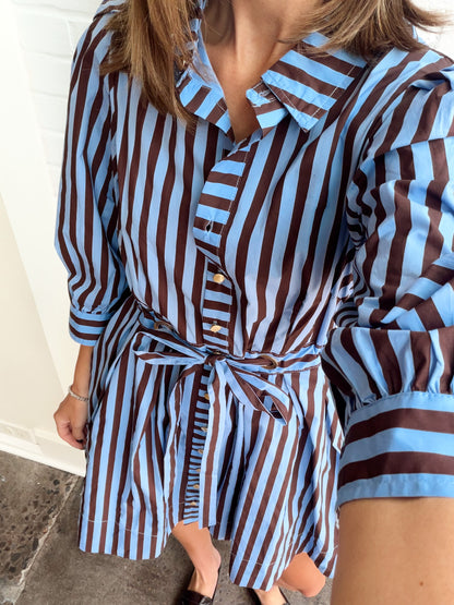 MALLORI STRIPED DRESS W/ TIE