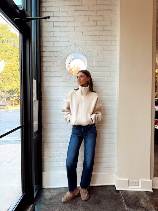TRISTAN SHERPA FLEECE 1/2 ZIP SWEATSHIRT