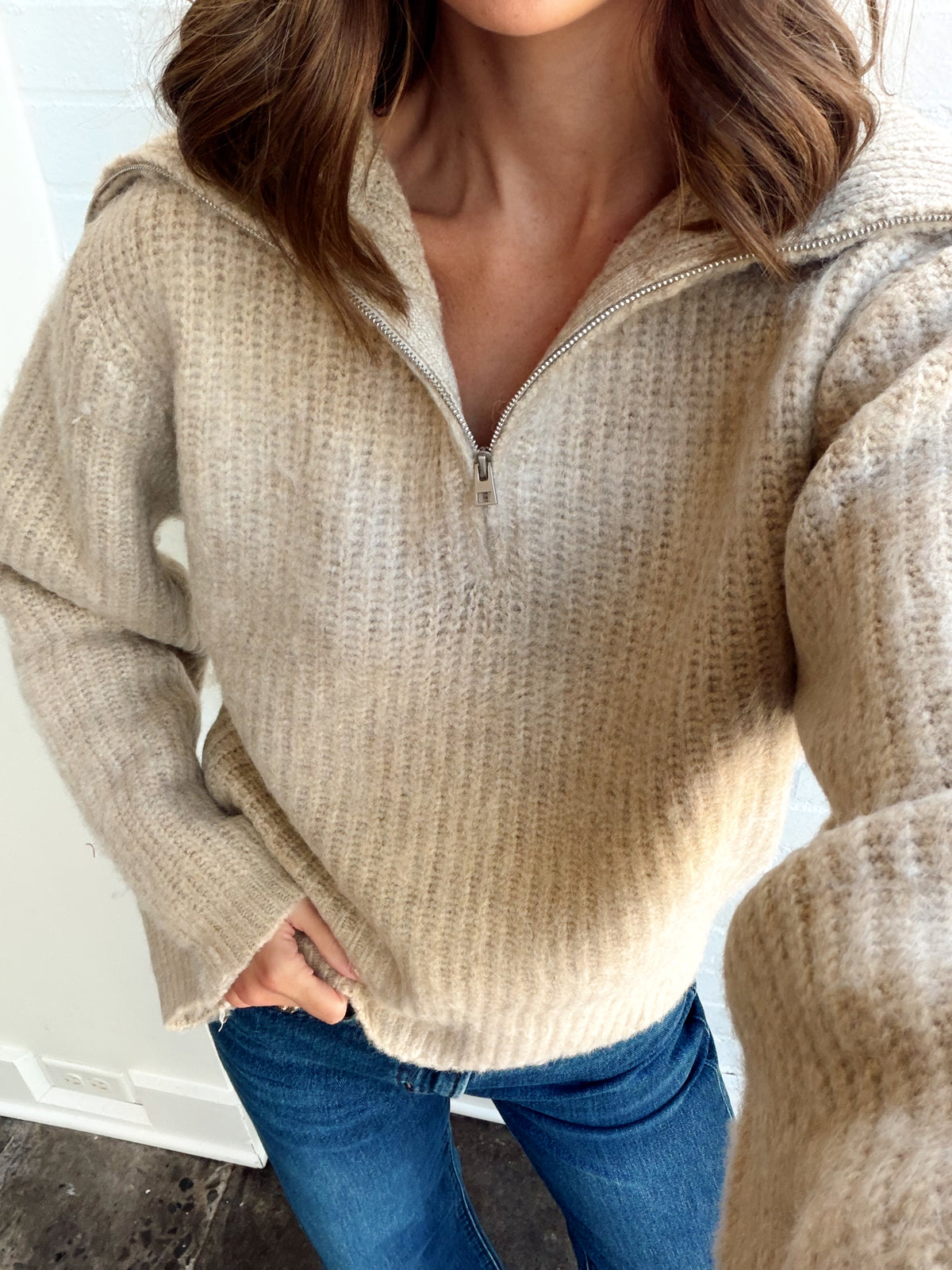 SAER HALF ZIP SWEATER