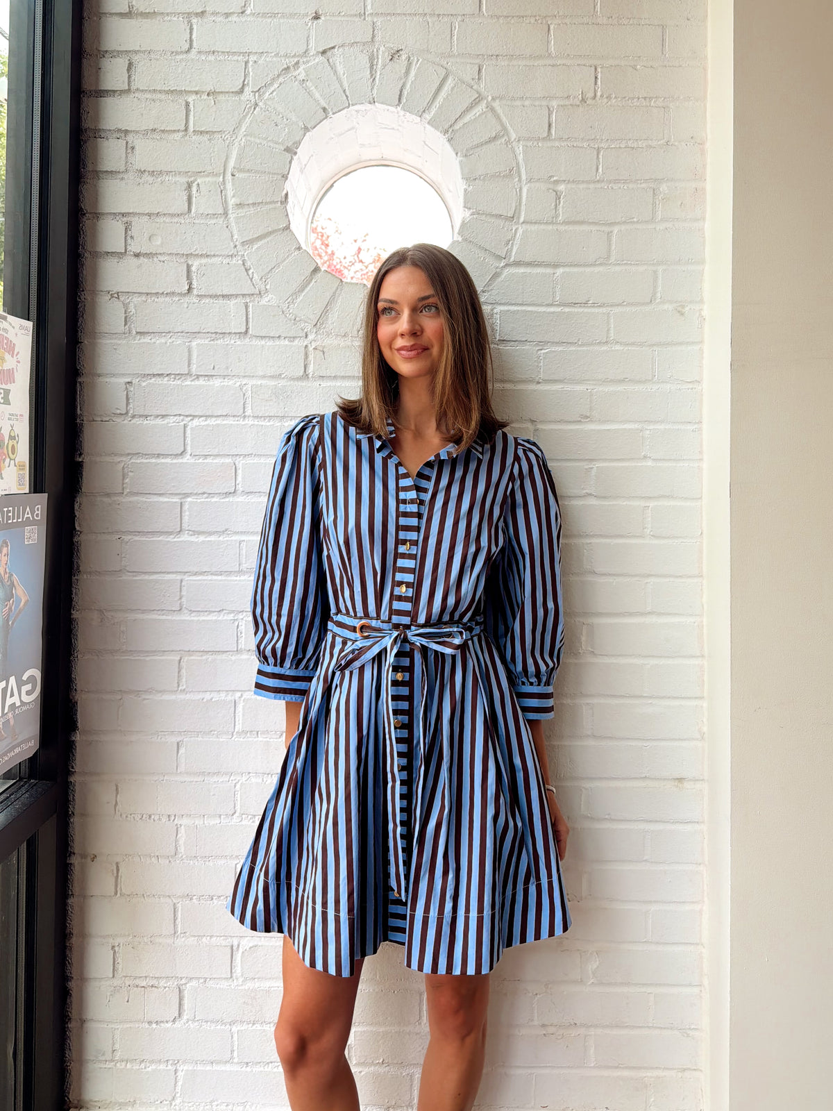 MALLORI STRIPED DRESS W/ TIE