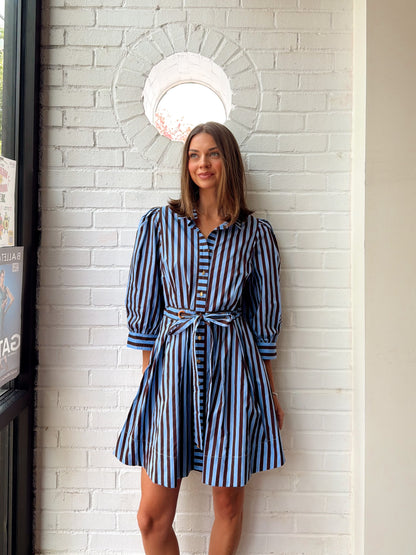 MALLORI STRIPED DRESS W/ TIE