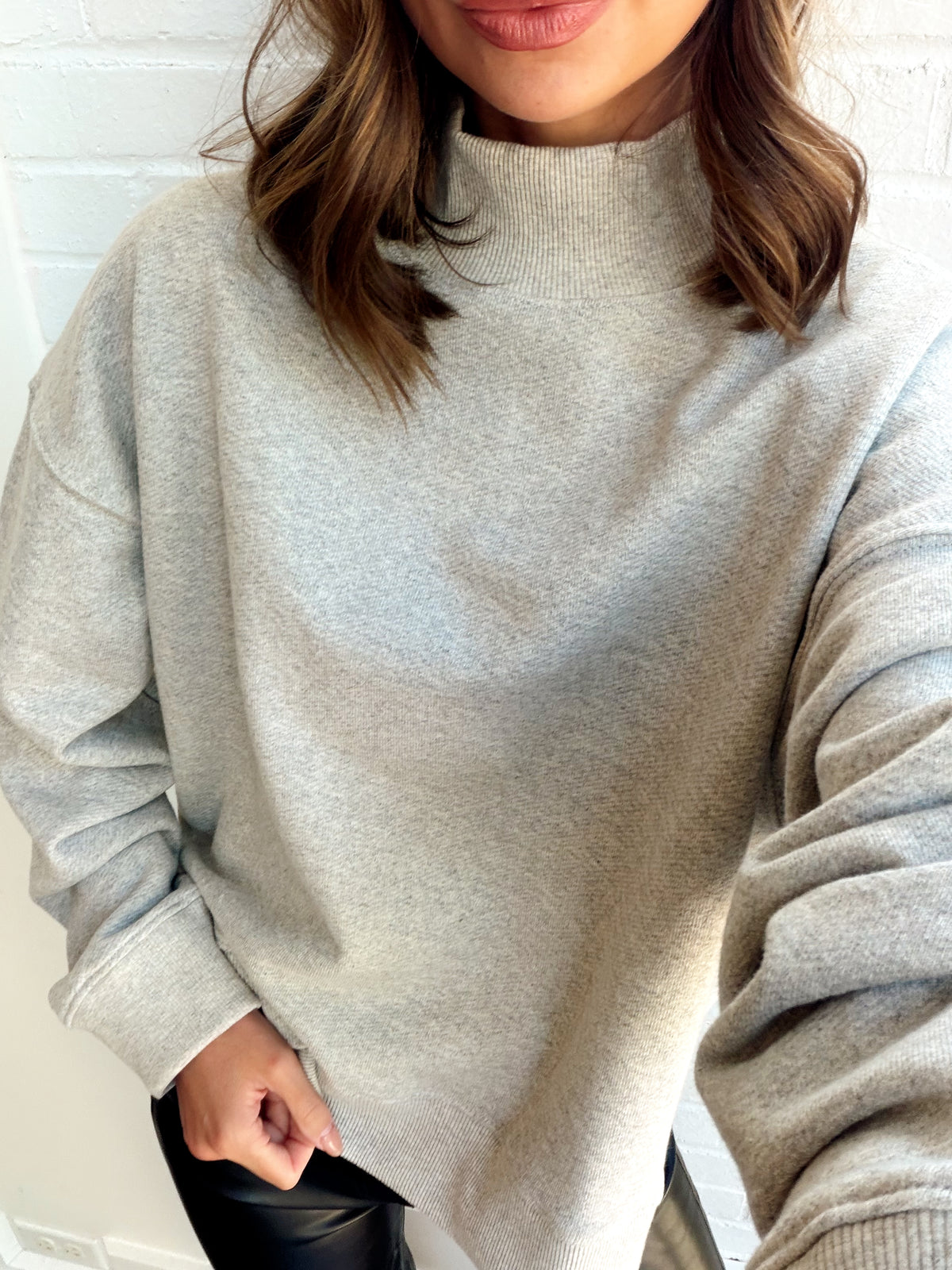 DELANEY FRENCH TERRY LS MOCK NECK SWEATSHIRT
