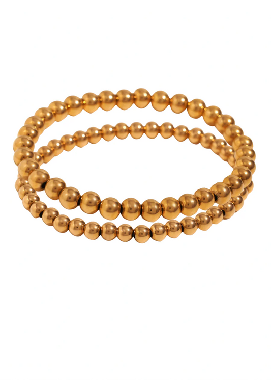 M/L GOLD BEADED BRACELET STACK